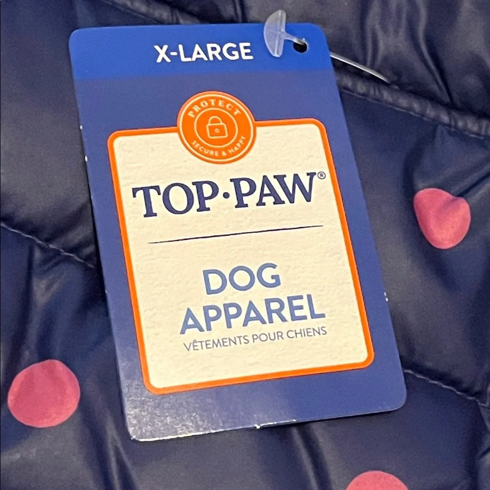 Dog Puffer Jacket with Polka Dots by Top Paw size XL NWT